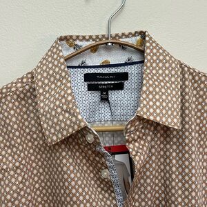 Tahari Stretch Cotton Print Button Down NWT